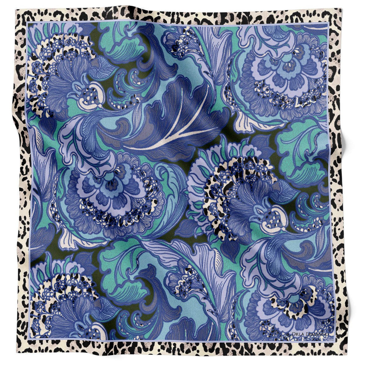 Leopard Brocade Blue